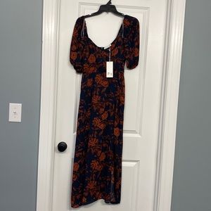 Lush maxi Evelyn Dress Navy and Rust size medium NWT